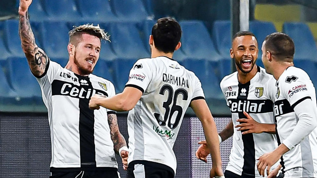 Serie A 2019/20 | Sampdoria-Parma
Gol Parma (0-1): esultanza Juraj Kucka-Matteo Darmian-Azevedo Junior Hernani-Antonino Barillˆ
